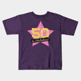 50th Birthday Gifts Women Fabulous - Pink Gold Kids T-Shirt